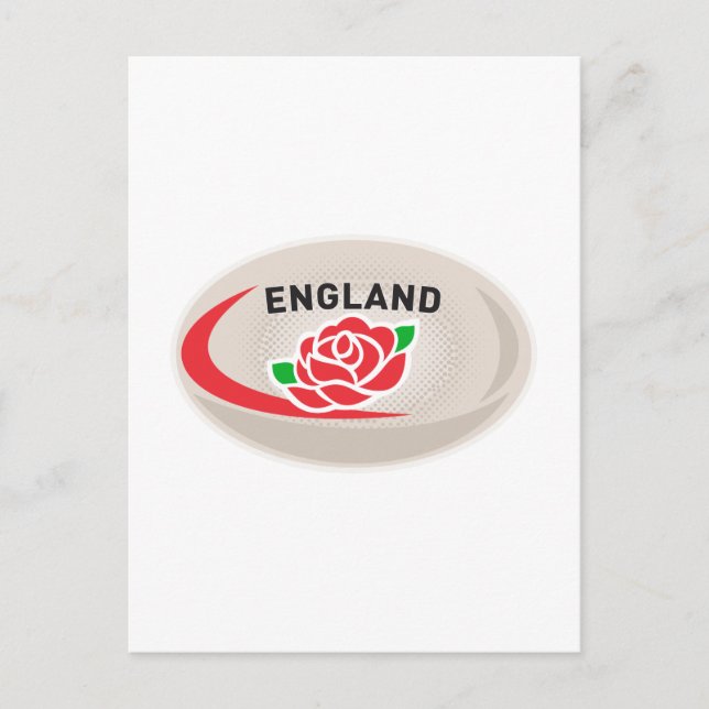 Cartão Postal Rosa Inglês Rugby Ball England (Frente)