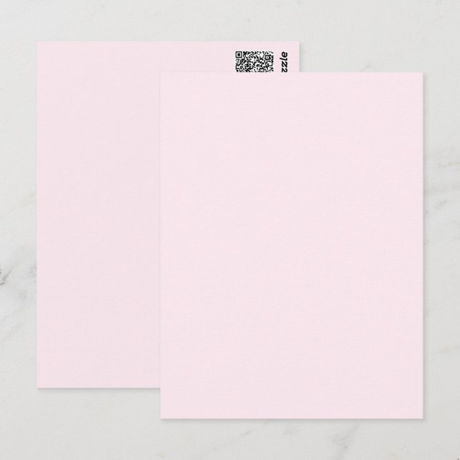 Cartão Postal Rosa Macio Pálido Branco Pastel Cor Sólida (Frente/Verso)