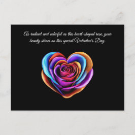 Cartão Postal Rosa Namorados Coloridos em Forma de Coração-