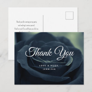 Cartão Postal Rosa Negra Flor Gótica Escura Foto Obrigado