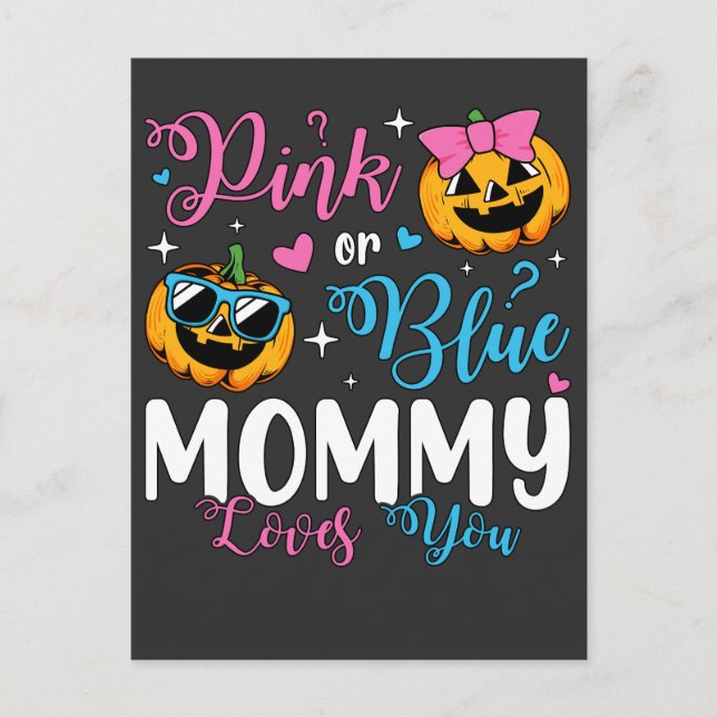 Cartão Postal Rosa ou Azul Mamãe Ama Você Abobrinha Bebê (Frente)