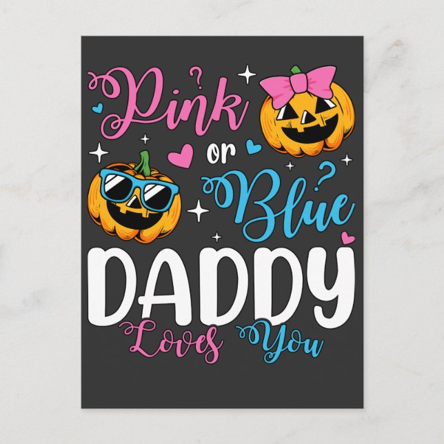 Cartão Postal Rosa ou Azul Papai Ama Você Abobrinha Bebê (Frente)