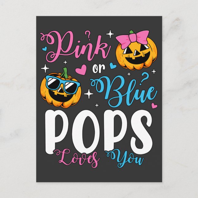 Cartão Postal Rosa ou Azul Pops Ama Você Pumpkin Bebê (Frente)