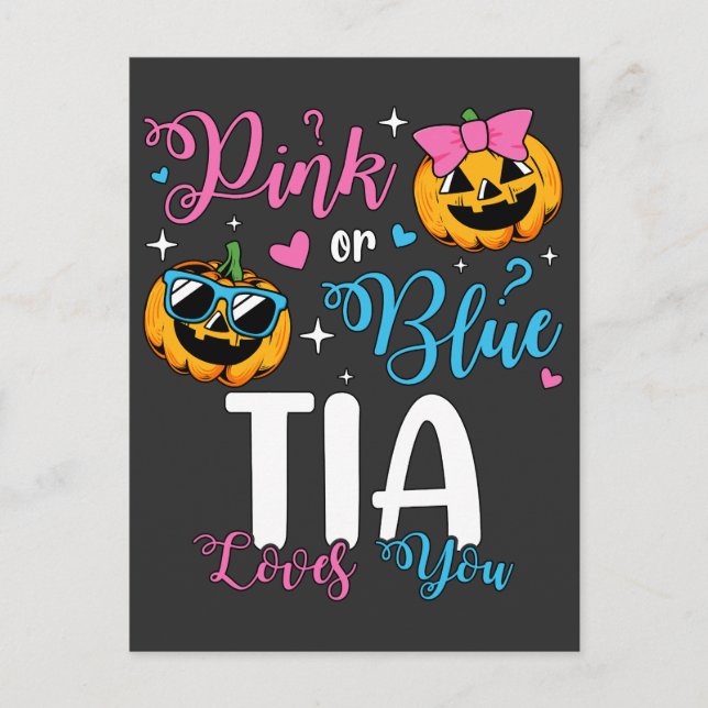 Cartão Postal Rosa Ou Azul Tia Ama Você Pumpkin Bebê (Frente)