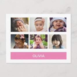Cartão Postal Rosa Pastel Personalizado com Foto – Personalizado