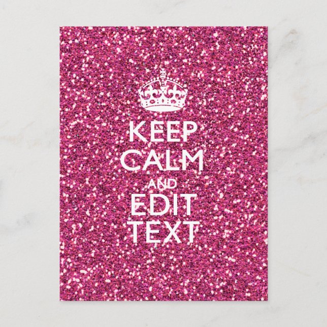 Cartão Postal Rosa personalizado mantenha calma decor (Frente)