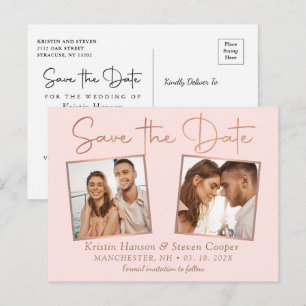 Cartão Postal Rosa Romântica Rosa Dourada 2 Foto Salva A Data