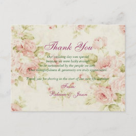 Cartão Postal rosa rosa rosa elegante obrigado Floral