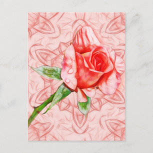 Cartão Postal Rosa rosa sobre o caleidoscópio elegante
