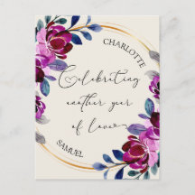 Rosa Roxo Floral Celebrar Amor Aniversário