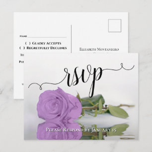 Cartão Postal Rosa Roxo Lilás Reflexo Elegante Casamento RSVP