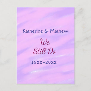 Cartão Postal Rosa roxo pastel Renovação de votos aniversário ág