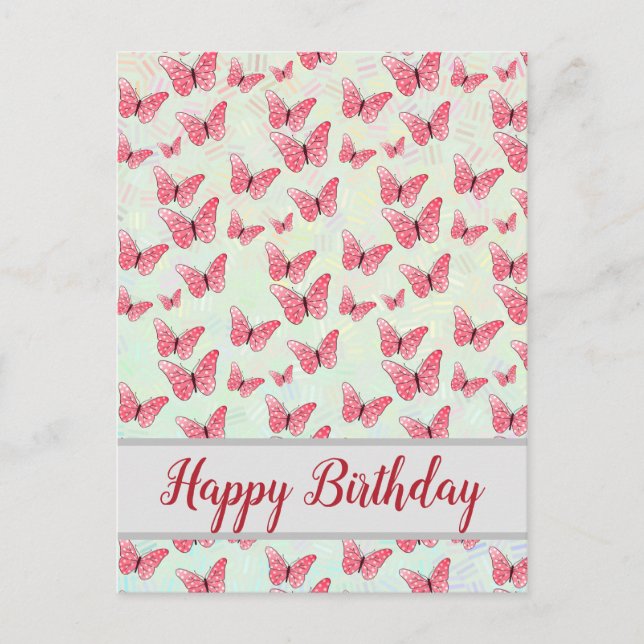 Cartão Postal rosa Schmetterlinge (Frente)