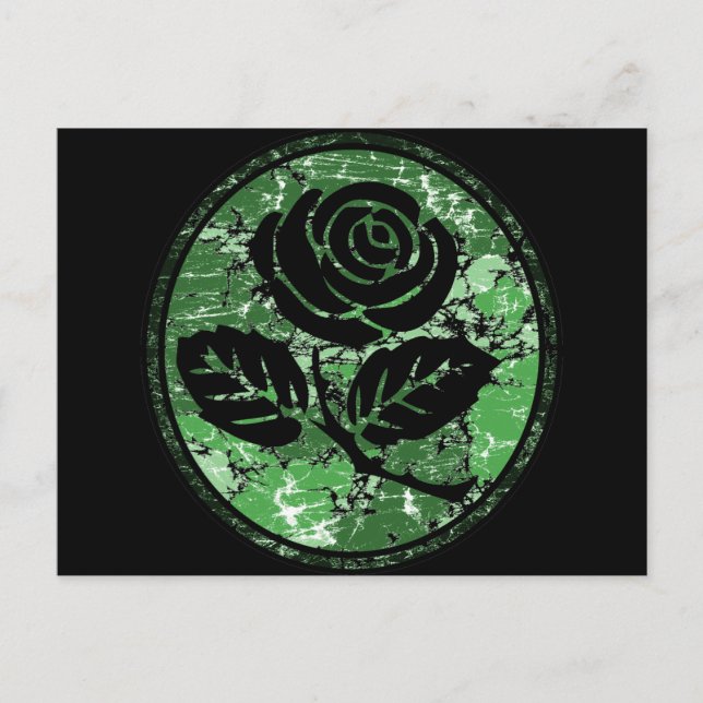 Cartão Postal Rosa Silhouette em dificuldades - Verde (Frente)