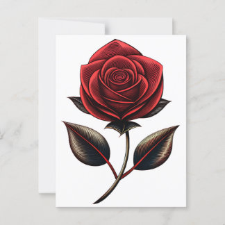 Cartão Postal rosa vermelha