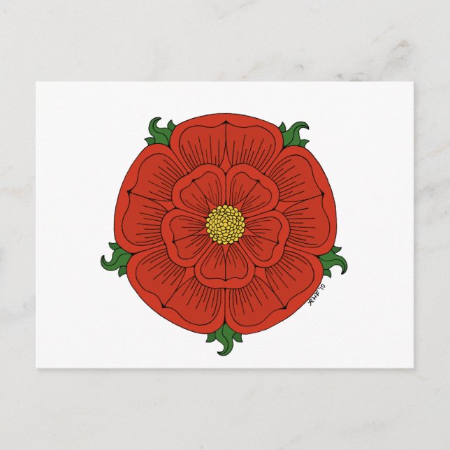 Cartão Postal rosa vermelha de Lancaster (Frente)