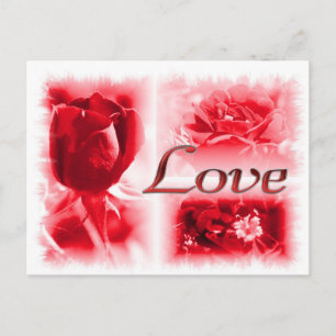 Cartão Postal rosa vermelha Love Trio