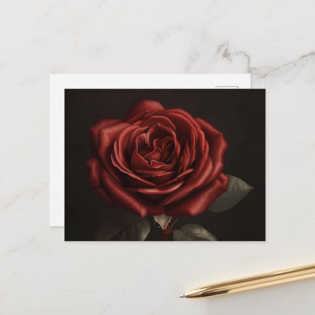 Cartão Postal Rosa vermelha no Namorados preto (Frente/Verso In Situ)