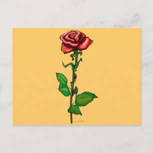 Cartão Postal Rosa vermelha solteiro