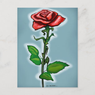 Cartão Postal Rosa vermelha solteiro