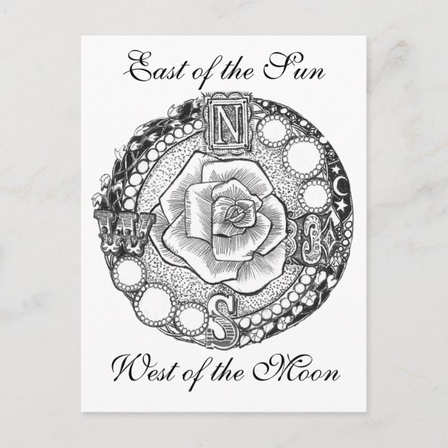 Cartão Postal Rosa Victorian Compass (Frente)