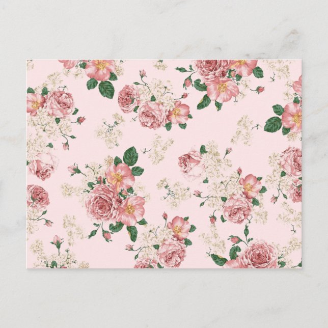 Cartão Postal Rosa Vintage Floral (Frente)