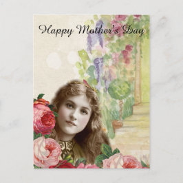 Cartão Postal Rosa vitoriano de couve Floral