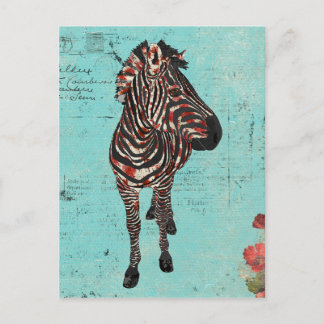 Cartão postal rosa Zebra Azul Grunge