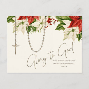 Cartão Postal Rosário Poinsettias Natal Feliz Natal
