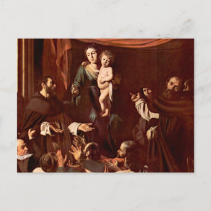 Cartão Postal Rosary Madonna por Caravaggio