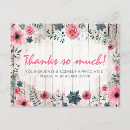 Cartão Postal Rosas Anêmona Rústicas de Madeira no Estilo Shabby