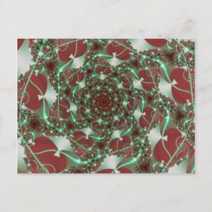 Cartão Postal Rosas   Arte Fractal Vermelha e Verde