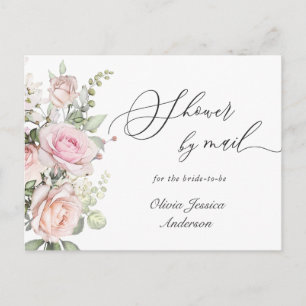 Cartão Postal Rosas Blush Elegantes Chá de panela por Email