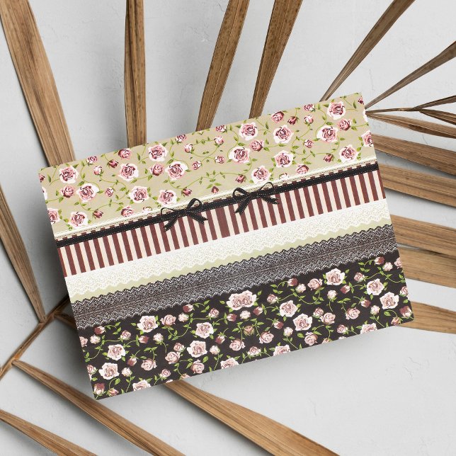 Cartão Postal Rosas Brancas E Rosa Elegantes (Elegant Girly White Lace And Pink Roses)