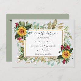 Cartão Postal Rosas Brilhantes Girassóis Salva A Data