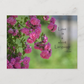 Cartão Postal Rosas com Citação de Amor