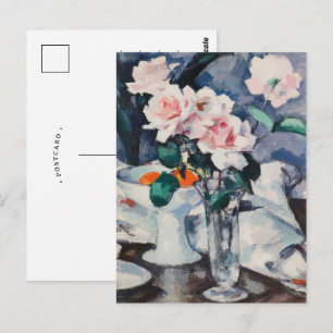 Cartão Postal Rosas Cor-de-Rosa em um Vaso de Vidro   Samuel Joh