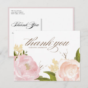 Cartão Postal Rosas Cor-de-Rosa Graduação Agradecimento
