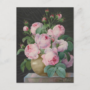 Cartão Postal Rosas Cor-de-Rosa num Vaso por Pierre Joseph