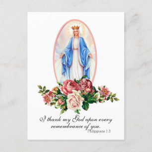 Cartão Postal Rosas da Virgem Maria Santíssima Religiosas Vintag