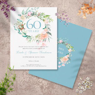 Cartão Postal Rosas de aniversário de 60 anos para guardar a dat