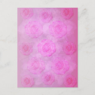 Cartão Postal Rosas de Aquarela de PINK