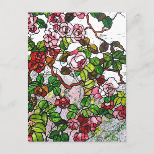Cartão Postal Rosas de escalada - vitral