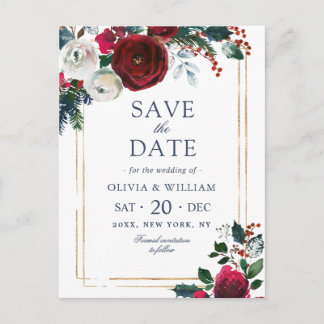 Cartão Postal Rosas de inverno legantes Casamento de folhagem Sa