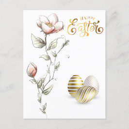 Cartão Postal Rosas de Ovos Dourados felzs pascoa