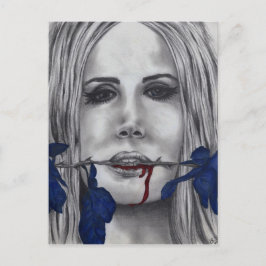Cartão Postal Rosas de Sangue Mulher Vampira Retrato Arte Goth S