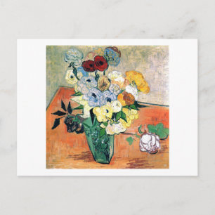 Cartão Postal Rosas De Vases Japoneses Anemones Van Gogh Fine Ar