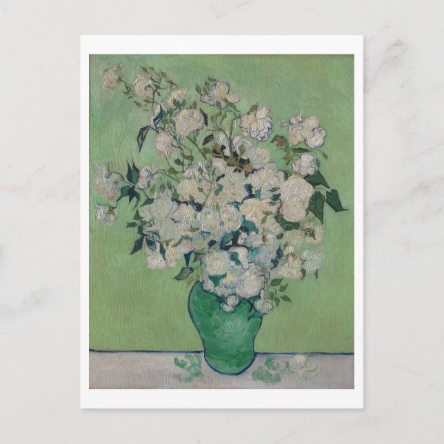 Cartão Postal Rosas do Cartão-postal Floral Vincent Van Gogh (Frente)
