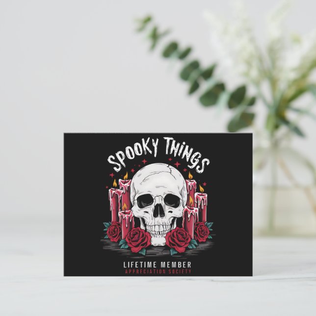 Cartão Postal Rosas do crânio da Sociedade de Apreciação Spooky (Em pé/Frente)