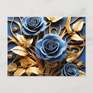 Cartão Postal Rosas Douradas Art Nouveau